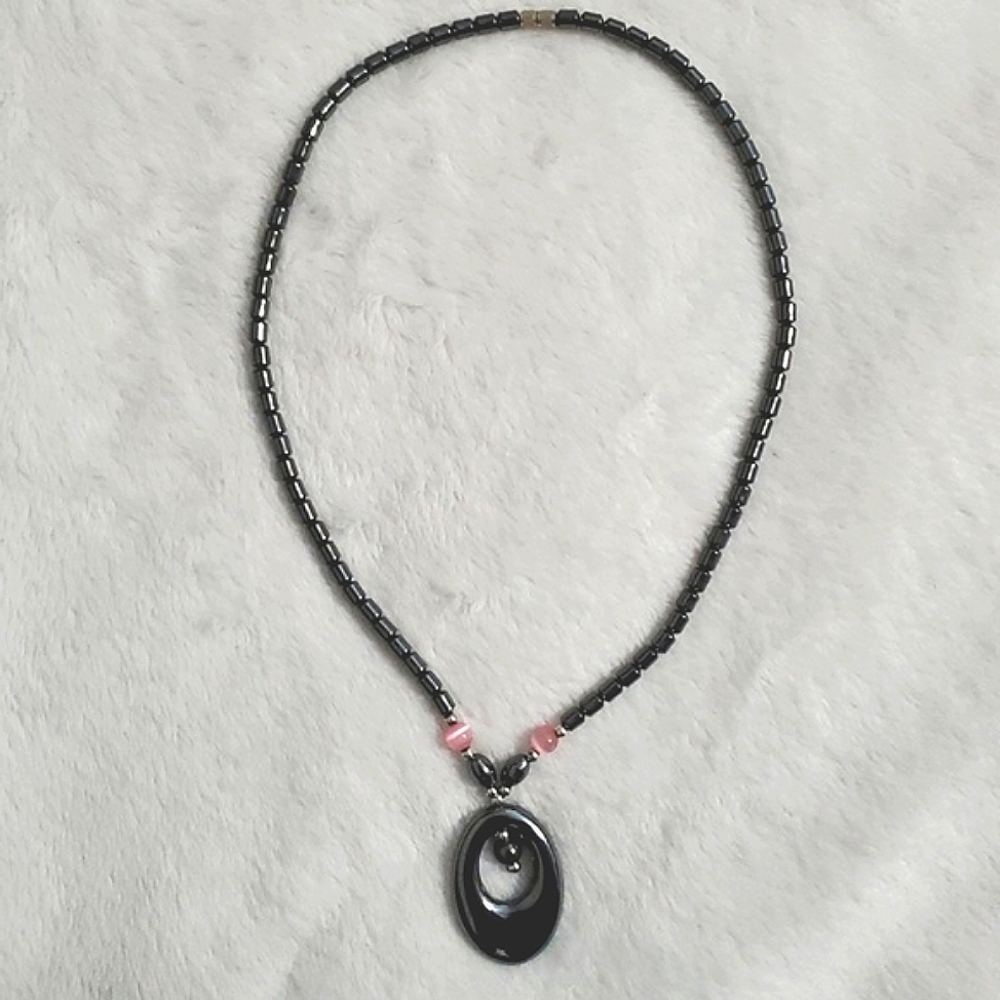 Vintage Hematite Beaded Necklace